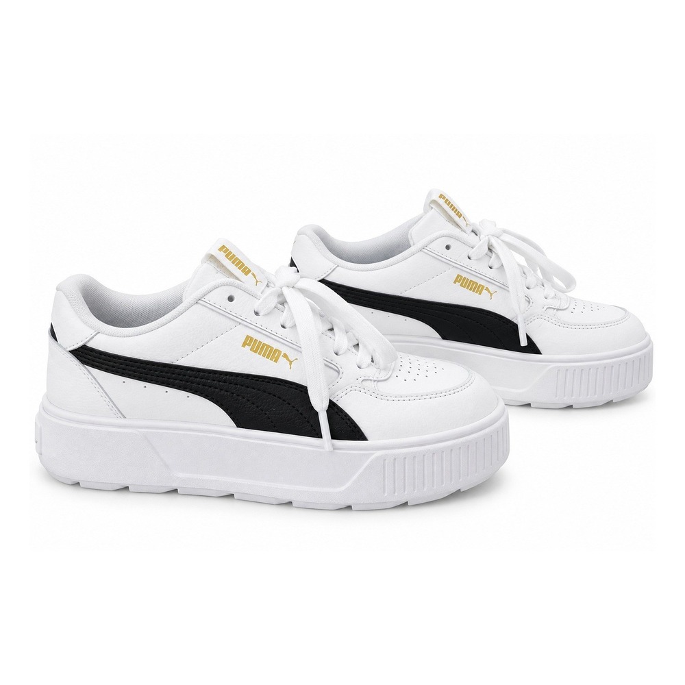 Puma Cilia Wedge Womens 7.5 Platform Sneakers White Black Gold Low Top Shoes